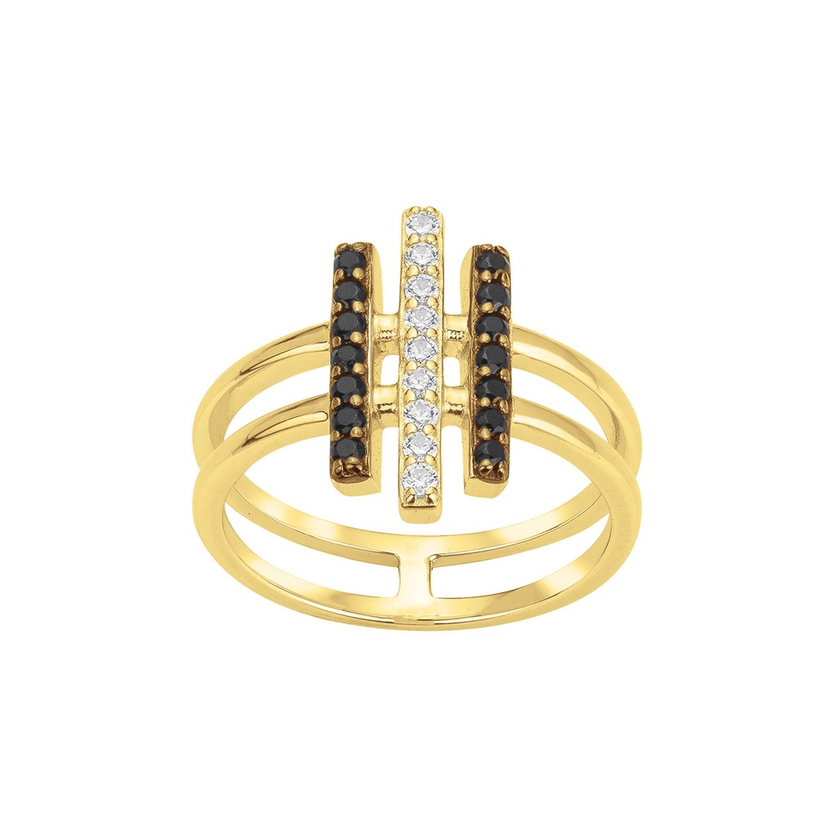 Bague en Plaqué Or avec oxyde de zirconium noir