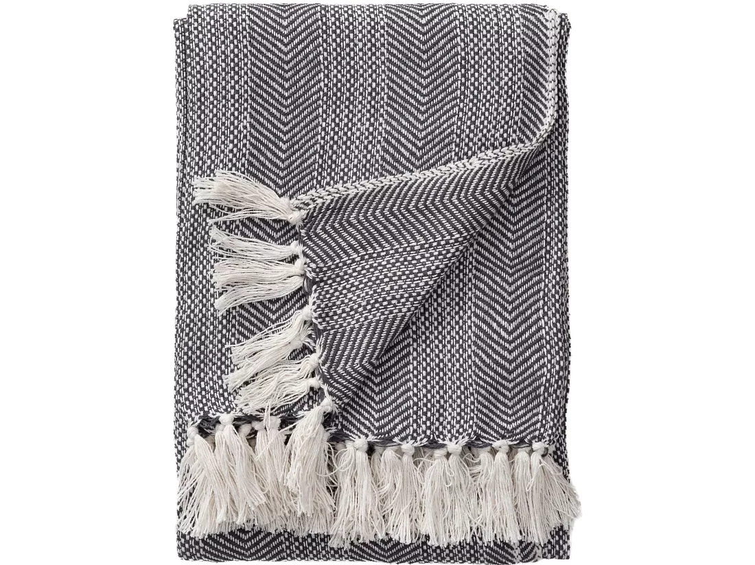 Plaid en coton Alisea Anthracite 125x150 cm