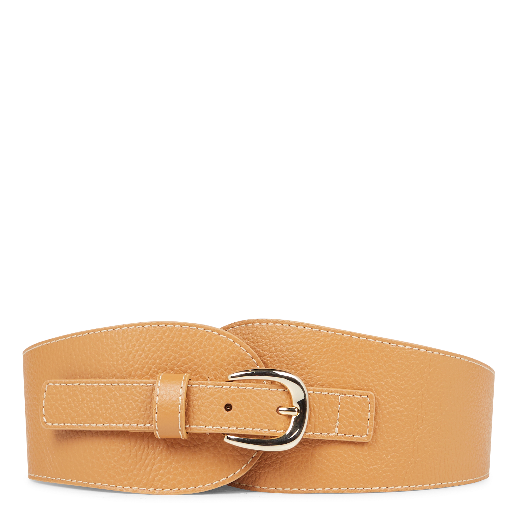 OLYMPE - Ceinture en cuir grainé avec dos élastiqué| Marron