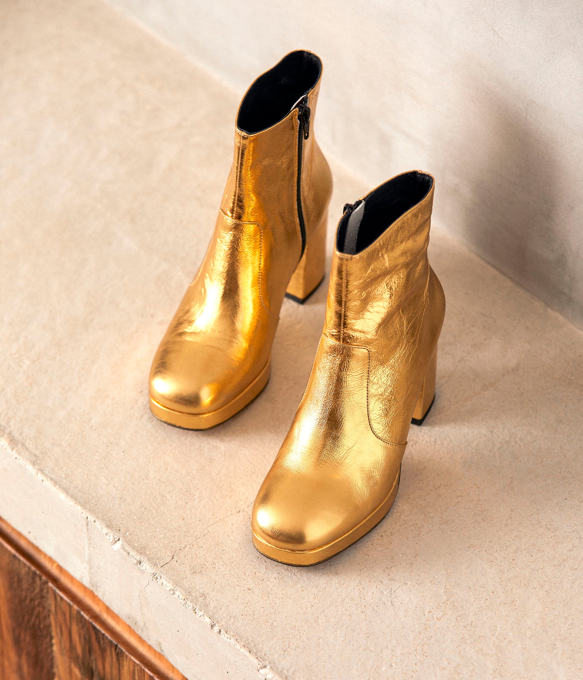 Boots dorés cuir Alissa
