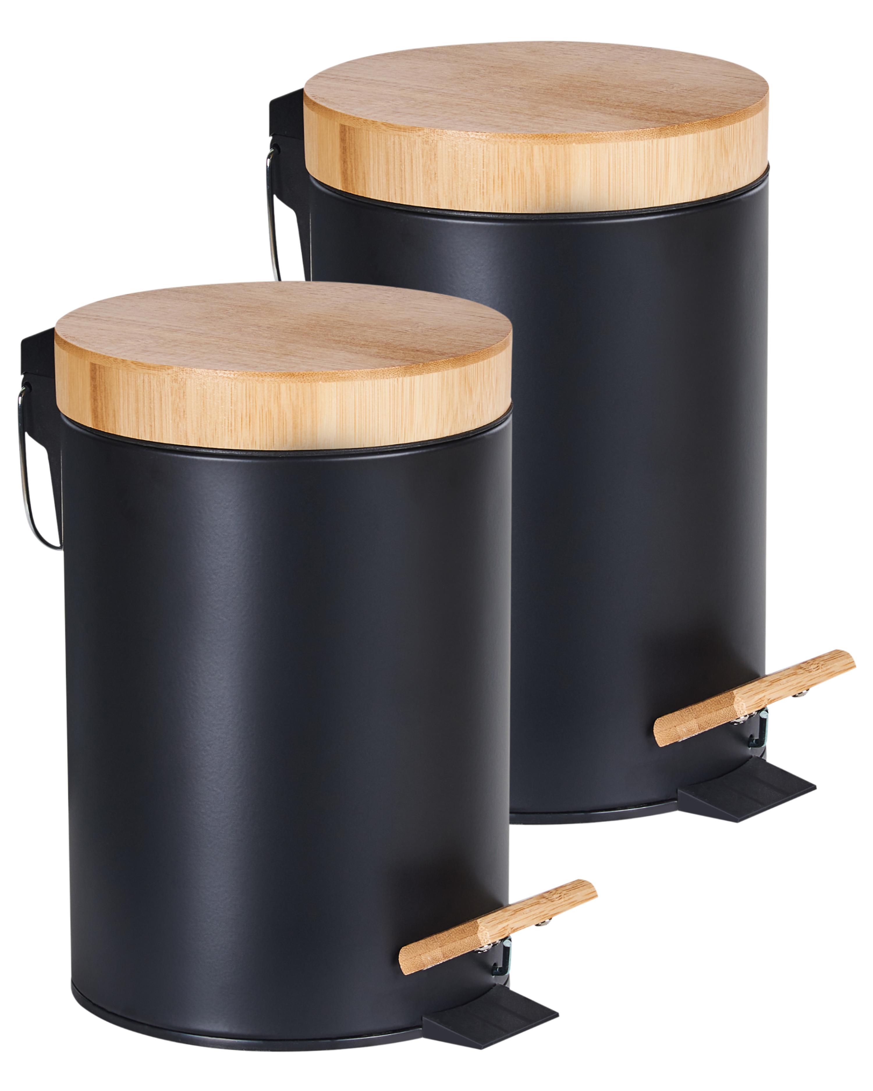 Set van 2 pedaalemmers 3 L ECOSMART Metaal Zwart