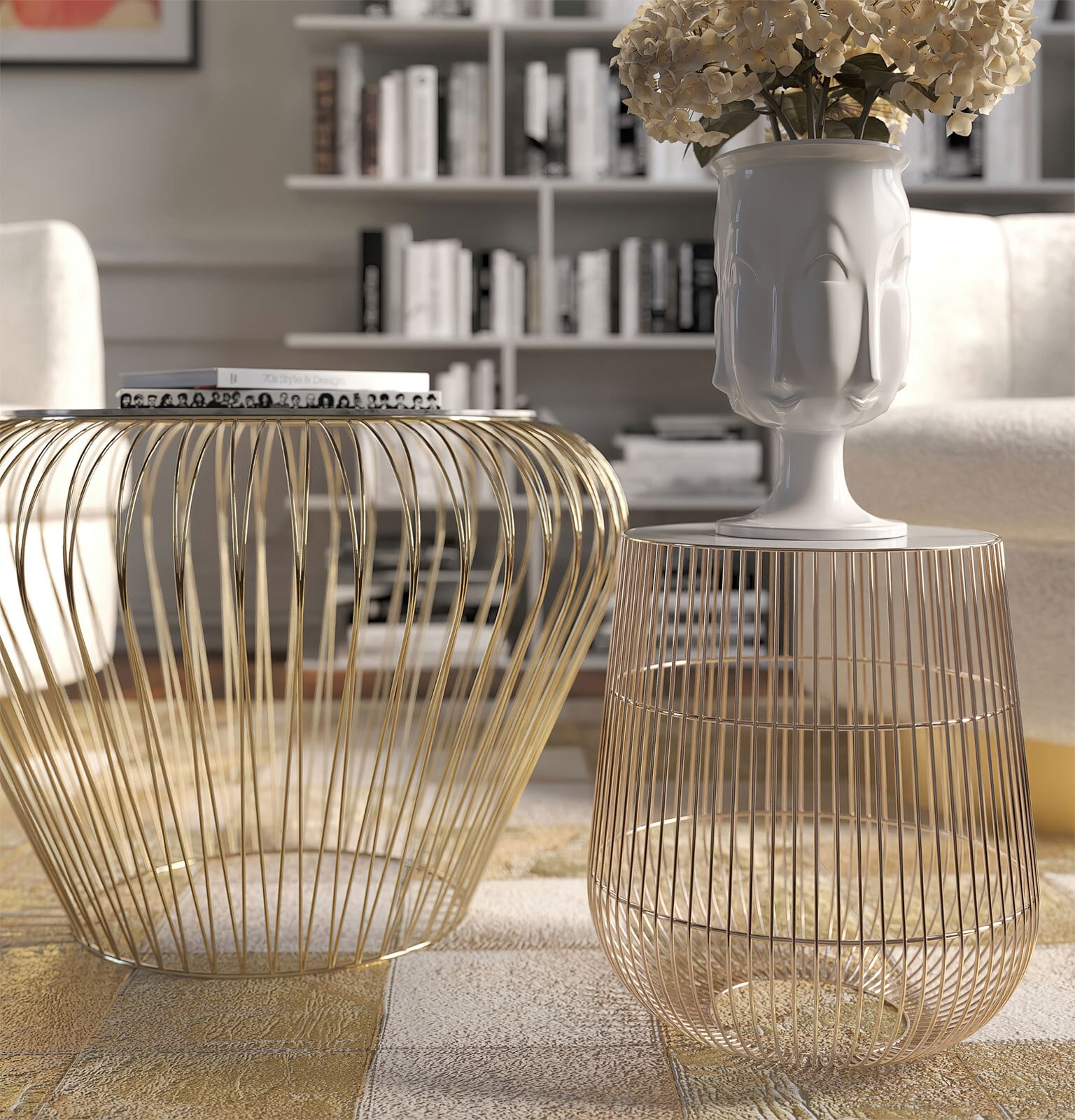 KARE DESIGN Beistelltisch rund BEAM 35 x 32 cm Stahl gold