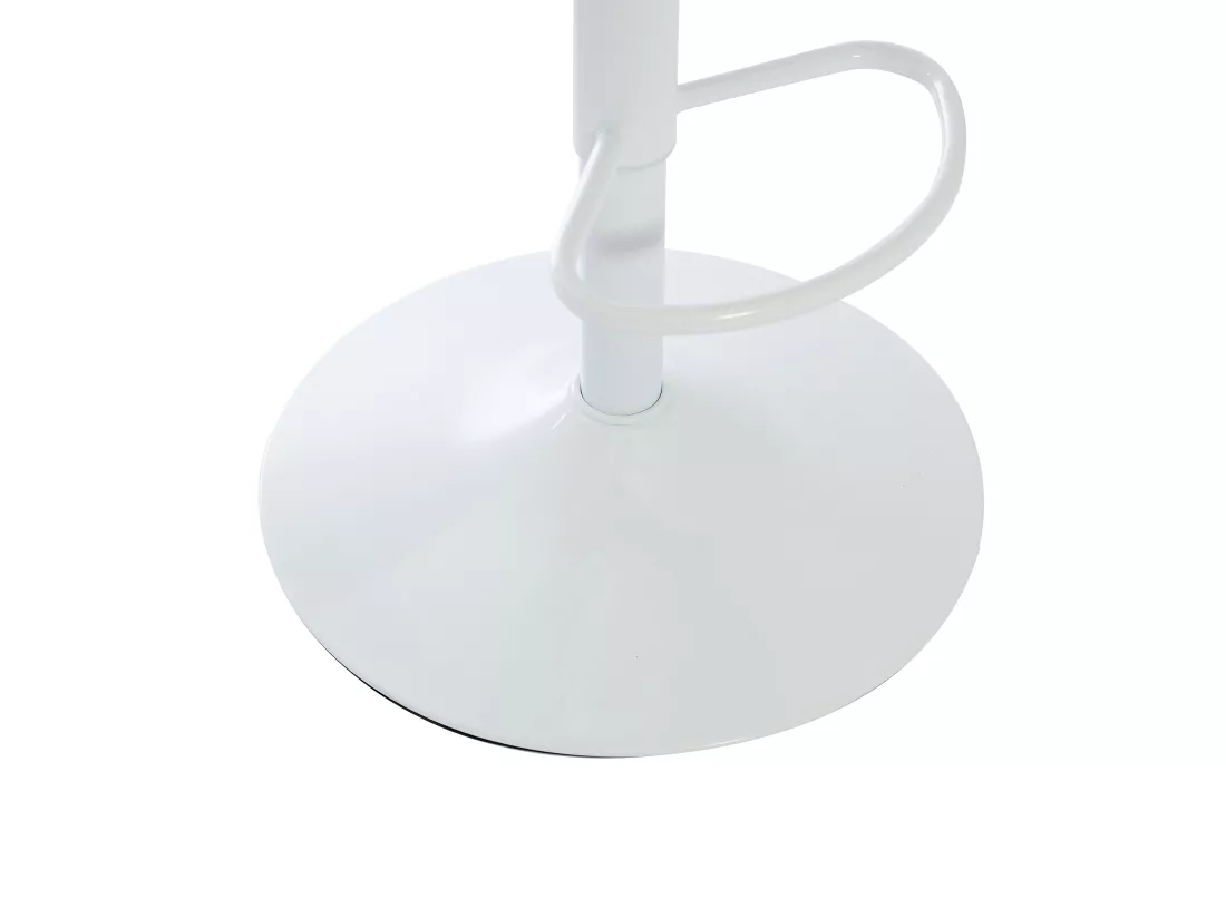 Lot de 2 tabourets de bar en tissu et métal blanc - Hauteur réglable - Crème - LAJUNIA