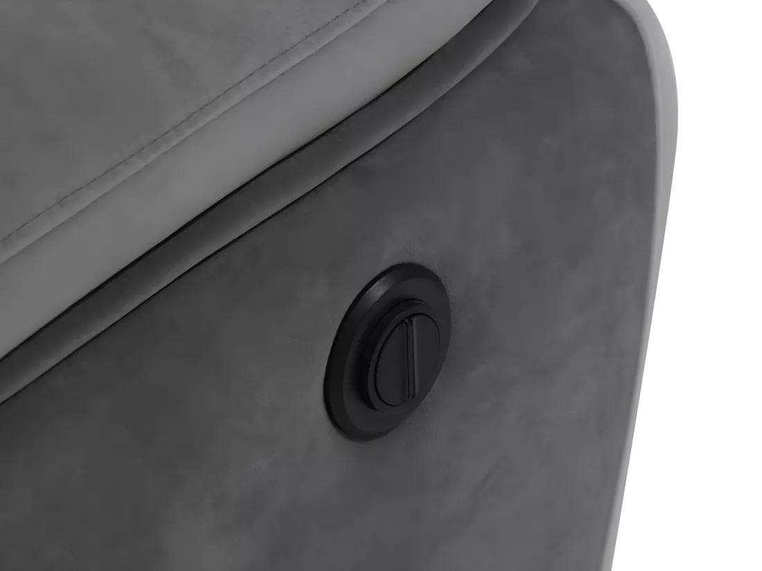 Canapés 3 places et un fauteuil relax électrique en velours METTI - Gris et bandes écru