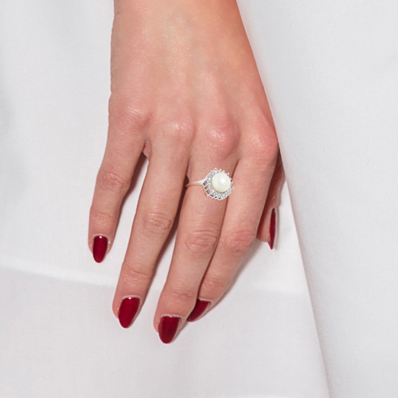 Bague jonc massif - Perle de culture d'eau douce - Argent 925