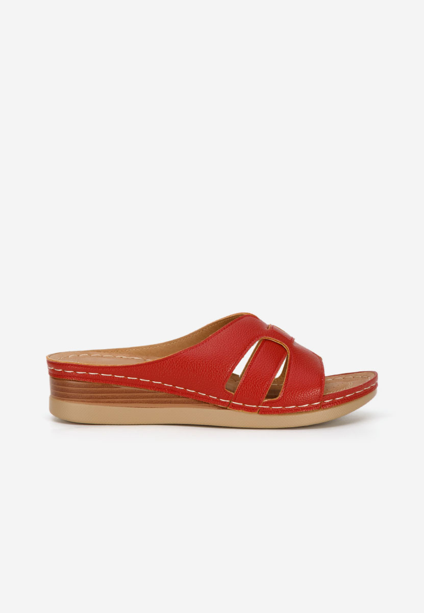 Mules compensées femme rouges Marhta