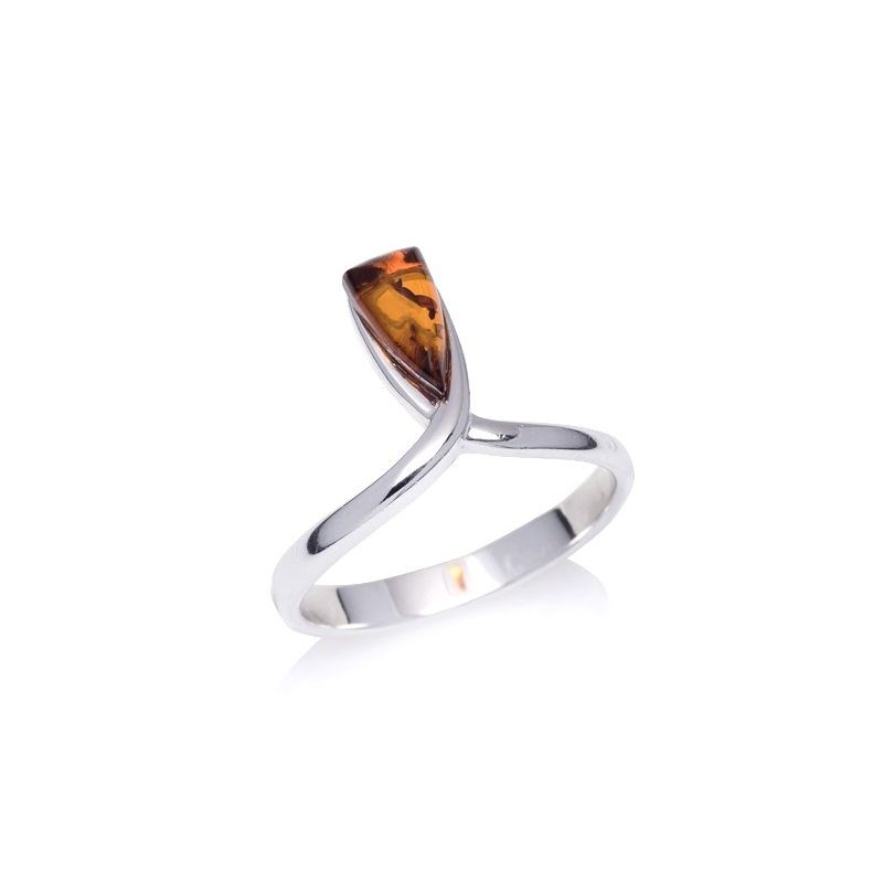 Bague argent ambre cerise