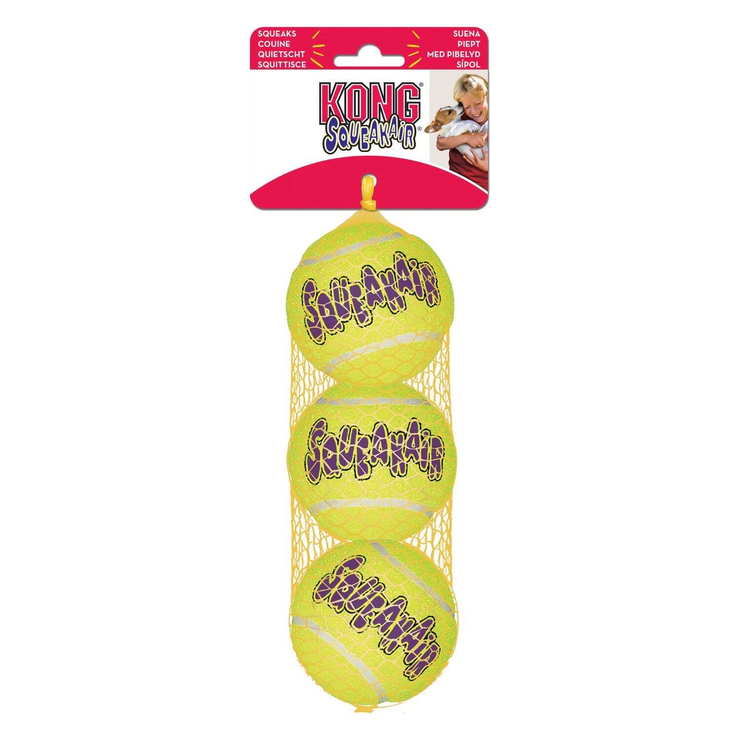 HUNTER KONG Airdog Squeakair Balls  - gelb - M (3 Stück. Ø 6.2 cm)