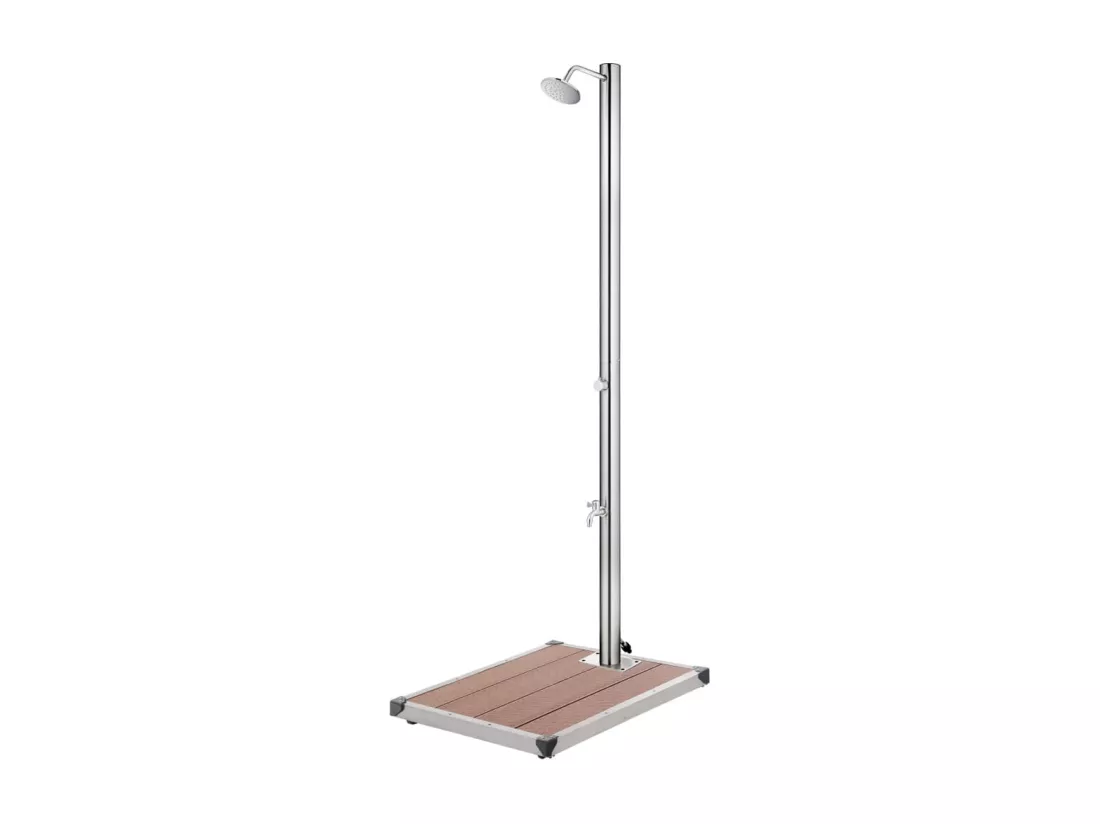 Prolenta Premium - Douche de jardin avec base marron 220 cm Acier inoxydable