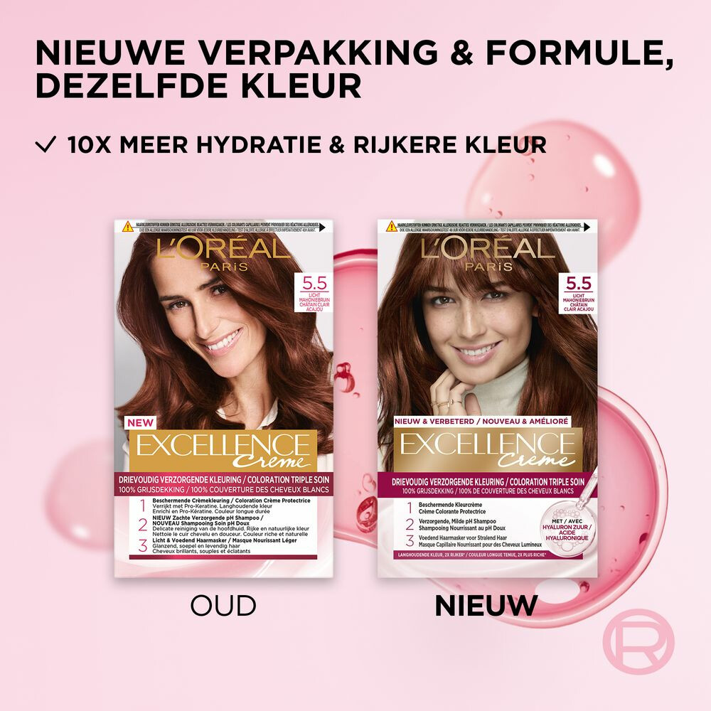 L'Oréal Excellence Crème Permanente Crèmekleuring 5.5 Licht Mahoniebruin
