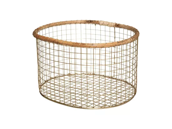 Lot de 3 Caisses Cagettes en Métal et Rotin