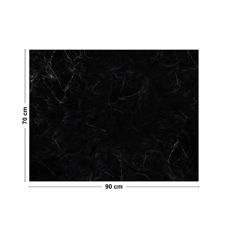 Crédence cuisine Fond de hotte ALU : L 90cm x H 70cm - MARBRE NOIR 99d