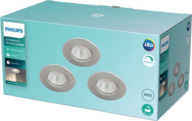 Philips Dive Ceiling spotlys 5,5W 3-pak (sølv)