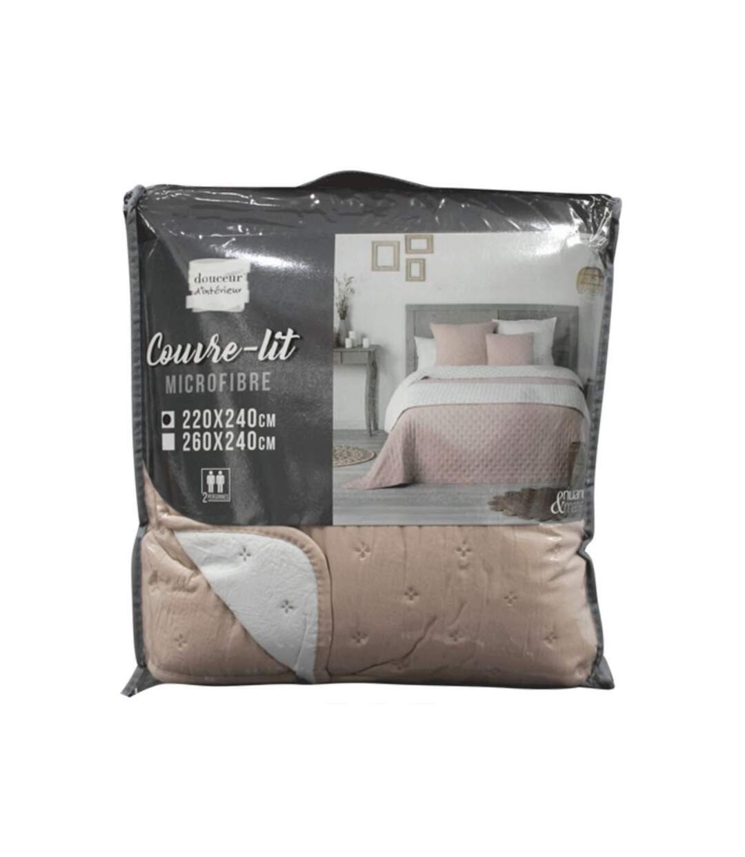 Couvre-Lit 2 Personnes Mellow 220x240cm Rose & Blanc