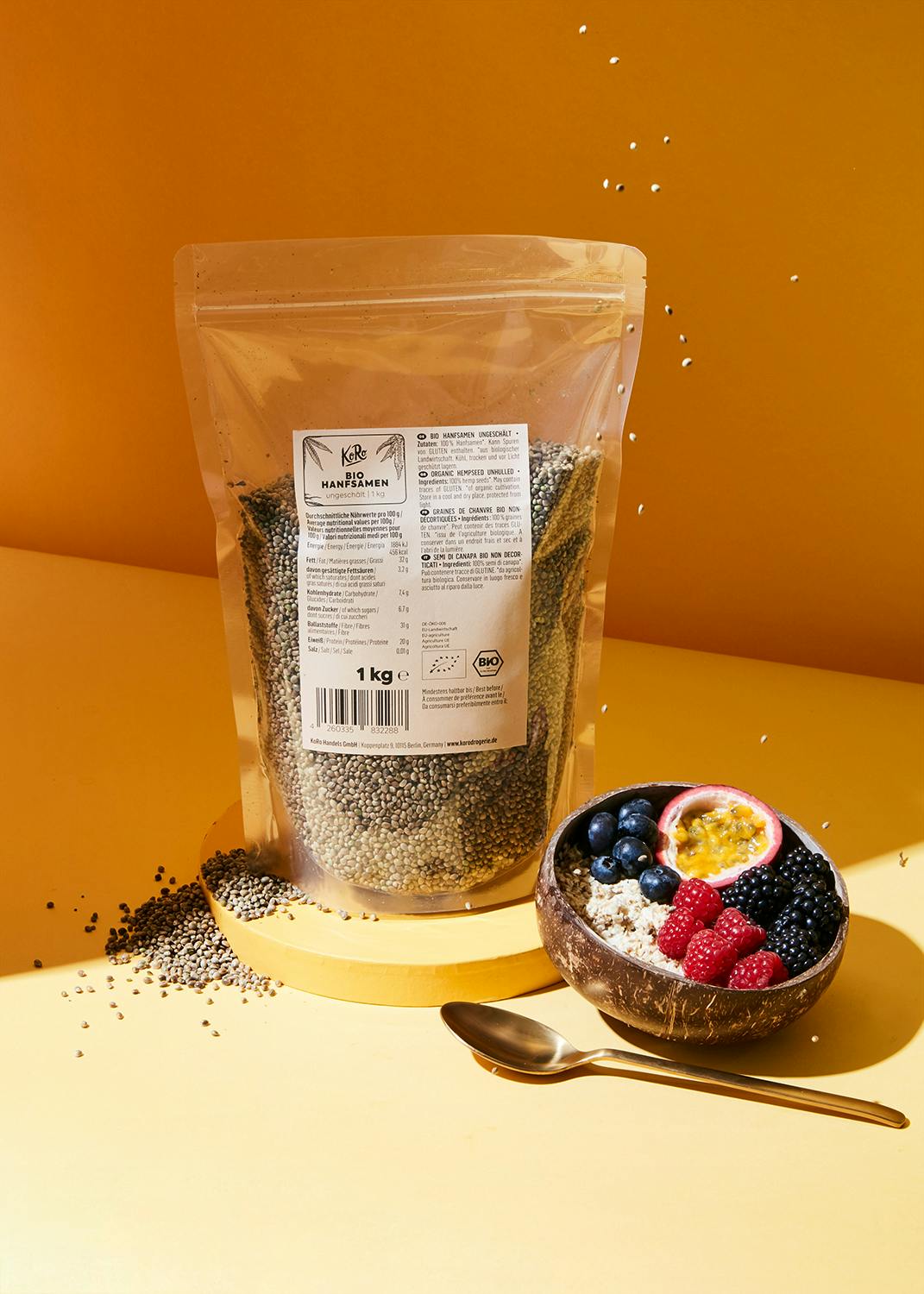 Ungeschälte Bio Hanfsamen 1 kg