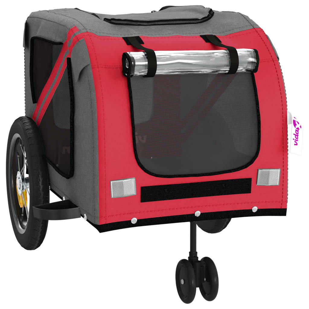 vidaXL Pet Bicycle Trailer Iron Oxford Cloth Vermelho Preto