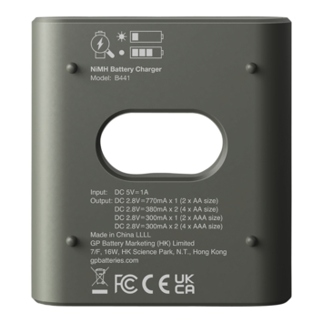 GP Batterijlader 411 + 4x oplaadbare batterijen AAA 850mAh ReCyko + Micro USB-lader