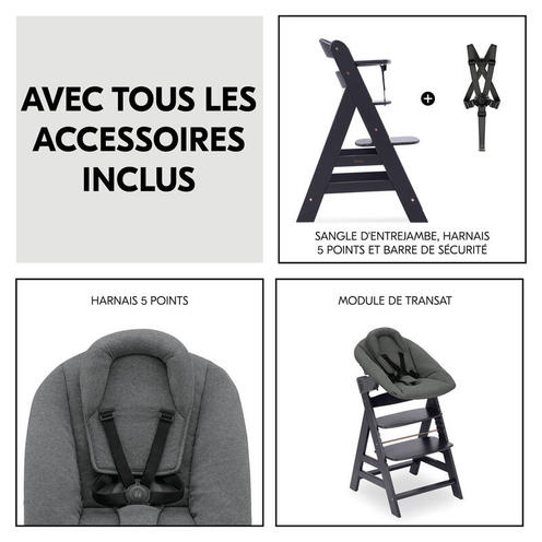 Chaise haute Alpha Newborn Set plus - Gris foncé - HAUCK