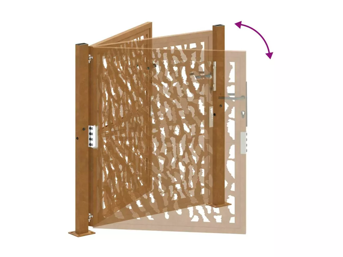 Porte jardin acier résistant aux intempéries conception tracés