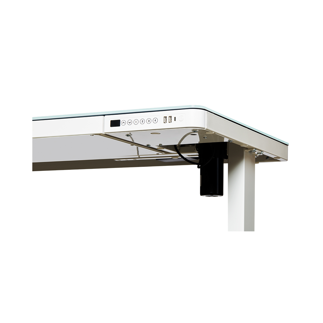 CONTINI höhenverstellbarer Bürotisch 120 x 60 cm weiss, Glasoberfläche