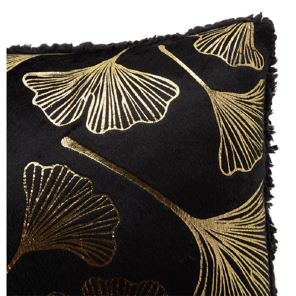 Coussin imprimé lotus doré dos sherpa