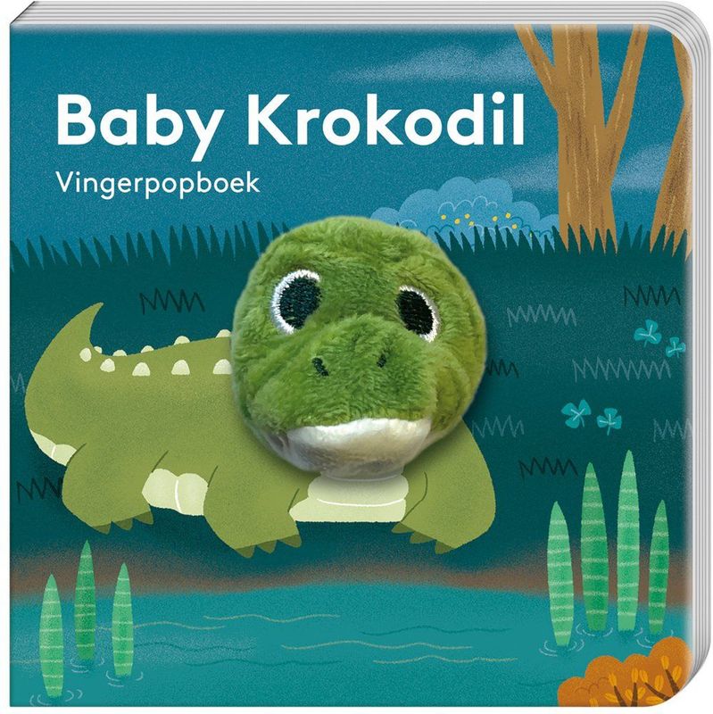 Vingerpopboekje - Waterdier - Baby Krokodil - Kartonboekje