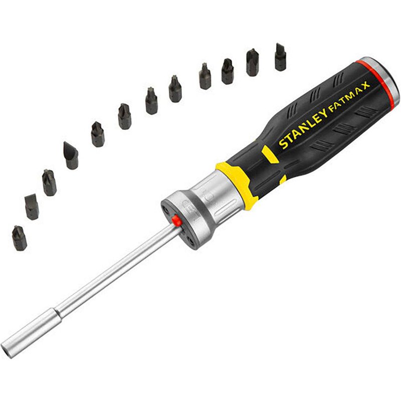 Tournevis porte embouts à cliquet avec LED + 12 embouts Stanley