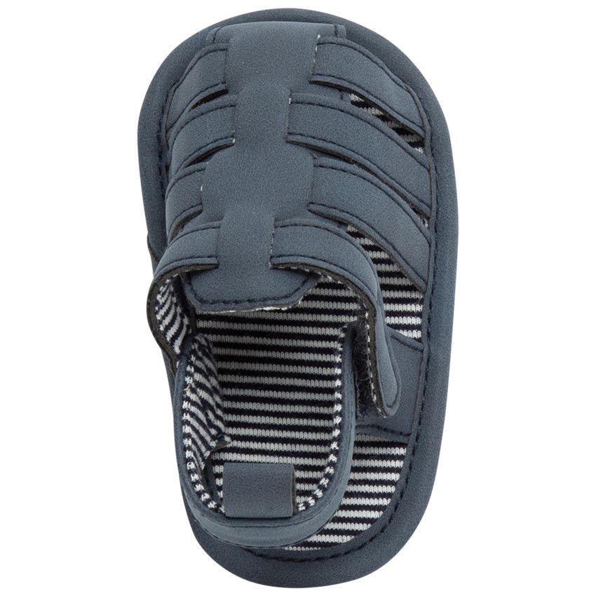 Nu-pieds velcro avec doublure rayée pour bébé garçon - Bleu marine