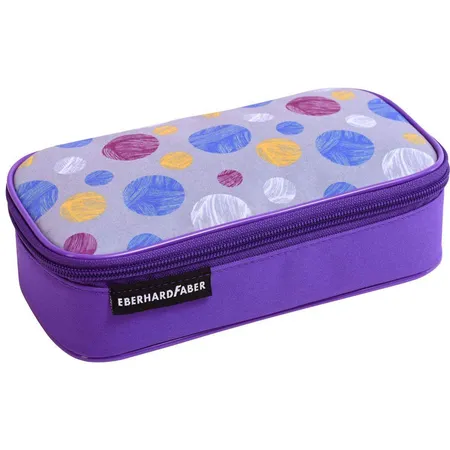 Eberhard Faber Jumbo Schlamperbox lila mit bunten Kreisen