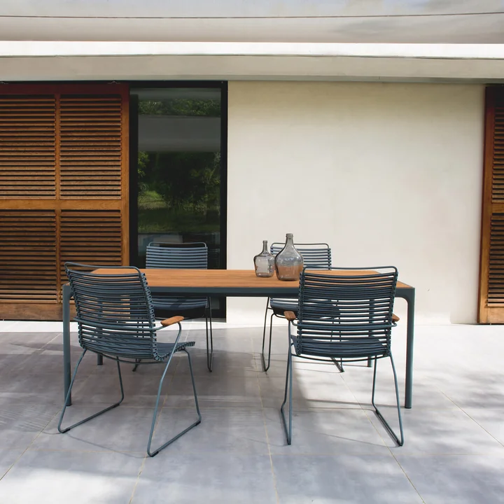 HOUE - FOUR Outdoor Tisch, 210 x 90 cm, Bambus / dunkelgrau
