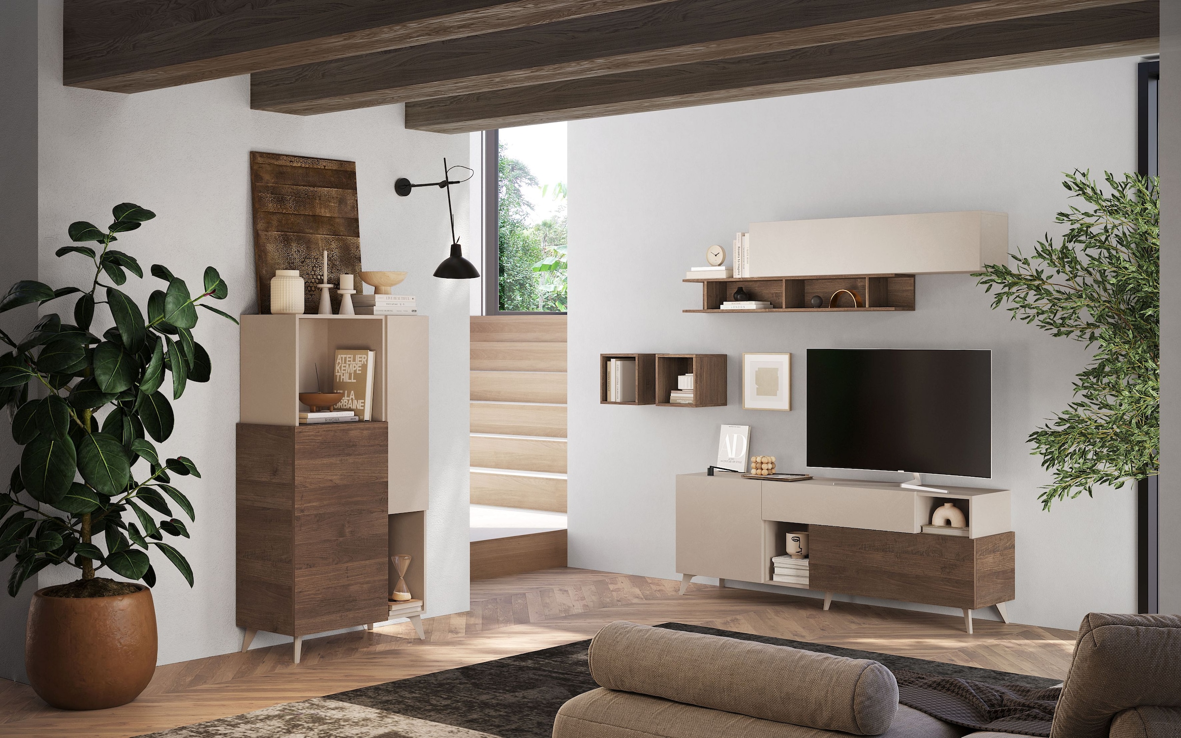 INOSIGN Highboard »Monaco Höhe 154 cm, Stauraumschrank mit 2 Türen (4 Fächer) und 2 offen« Hohe, schmale Kommode – sanftes Schliessen, edles Design, viel Platz