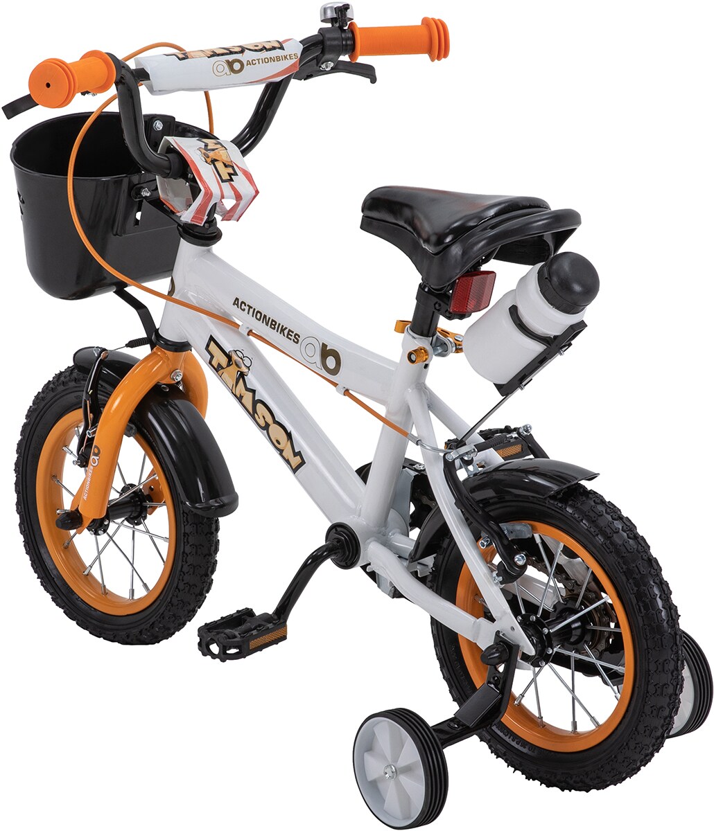 Actionbikes Kinderfahrrad Timson 12 Zoll, V-Brake-Bremsen, höhenverstellbar, Stützräder, Korb