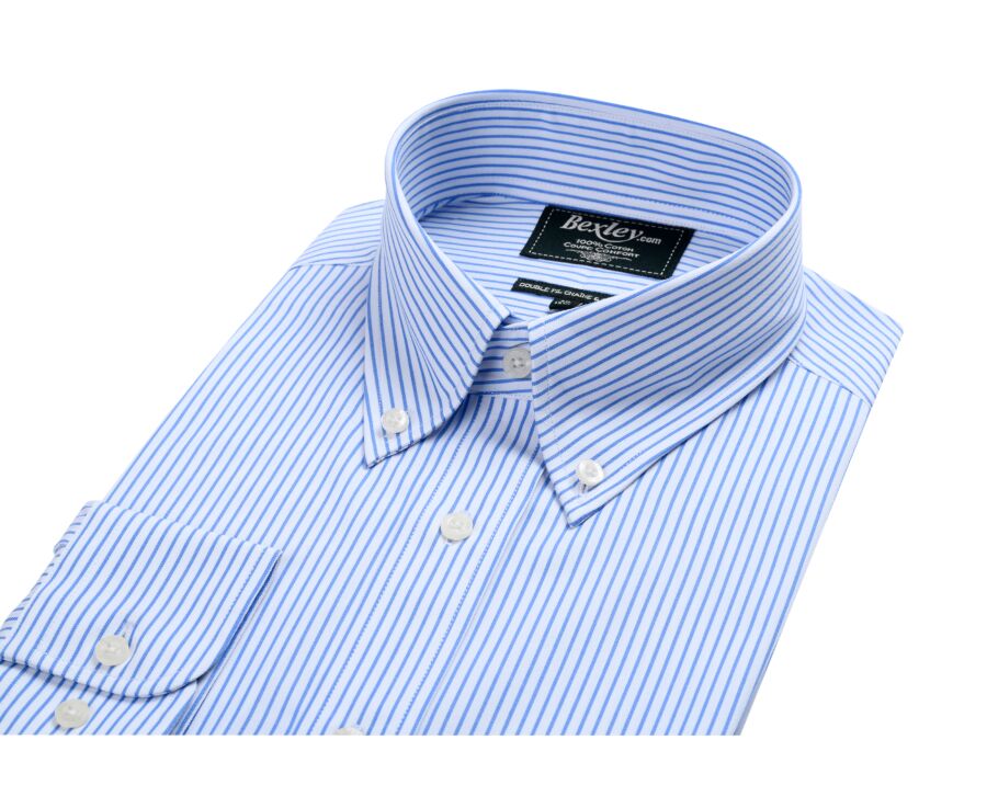 Chemise blanche rayures bleues poche poitrine - BRODERICK