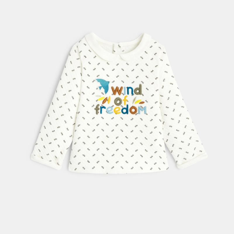 Sweat molleton matelassé imprimé nature bébé fille Gris ou noir