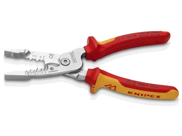 Knipex 13 76 200 ME, Beskyttende isolering, 290 g, Rød, Rustfrit stål, Gul