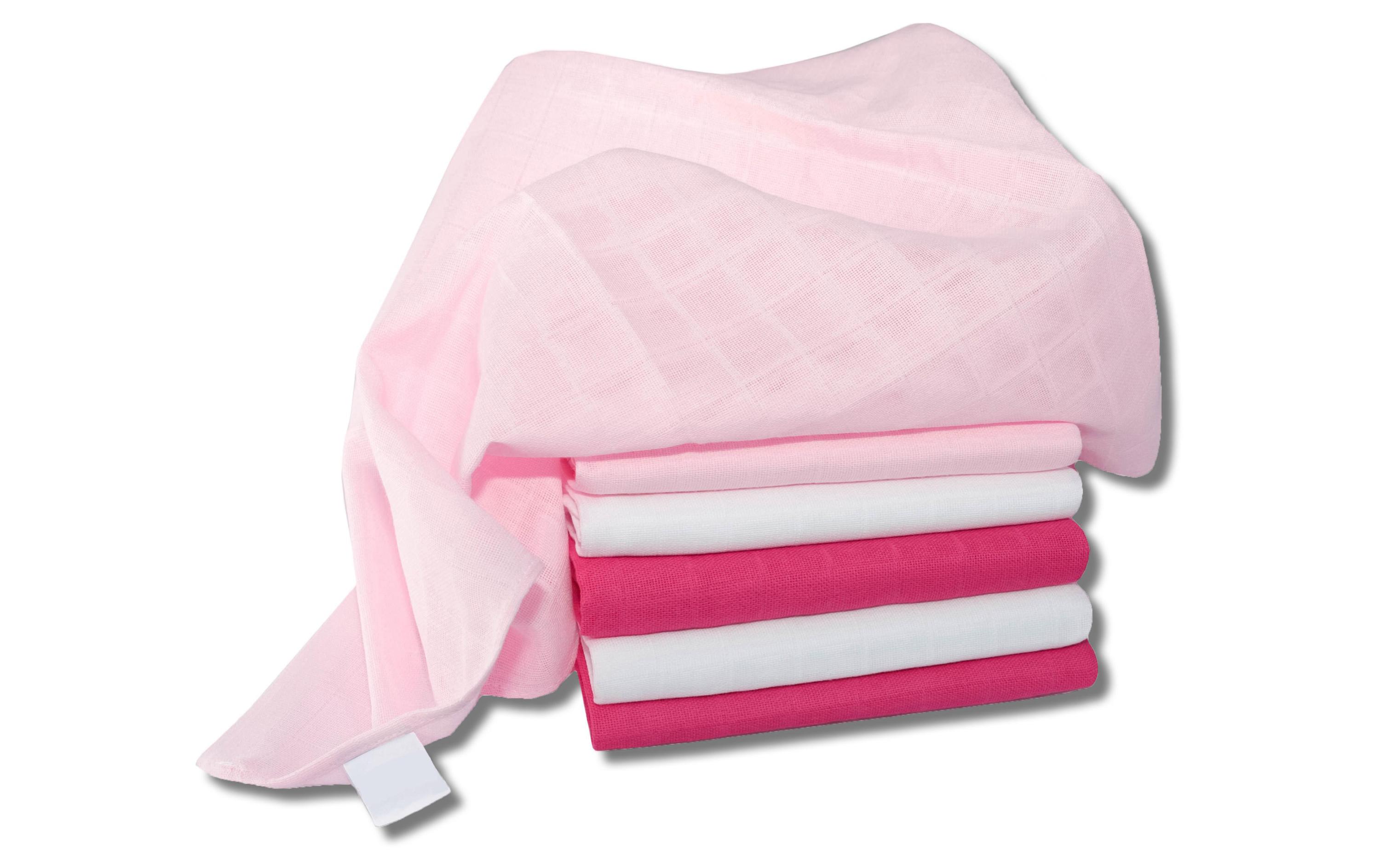 Mulltuch 6-er Set 70 x 70 cm Pink und Weiss uniMulltücher 70 x 70 cm Pink / Weiss
