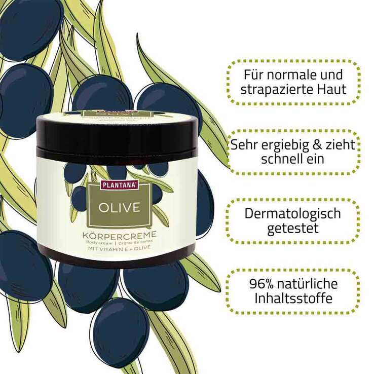 Plantana Olive Körpercreme mit Vitamin-E, 500 ml