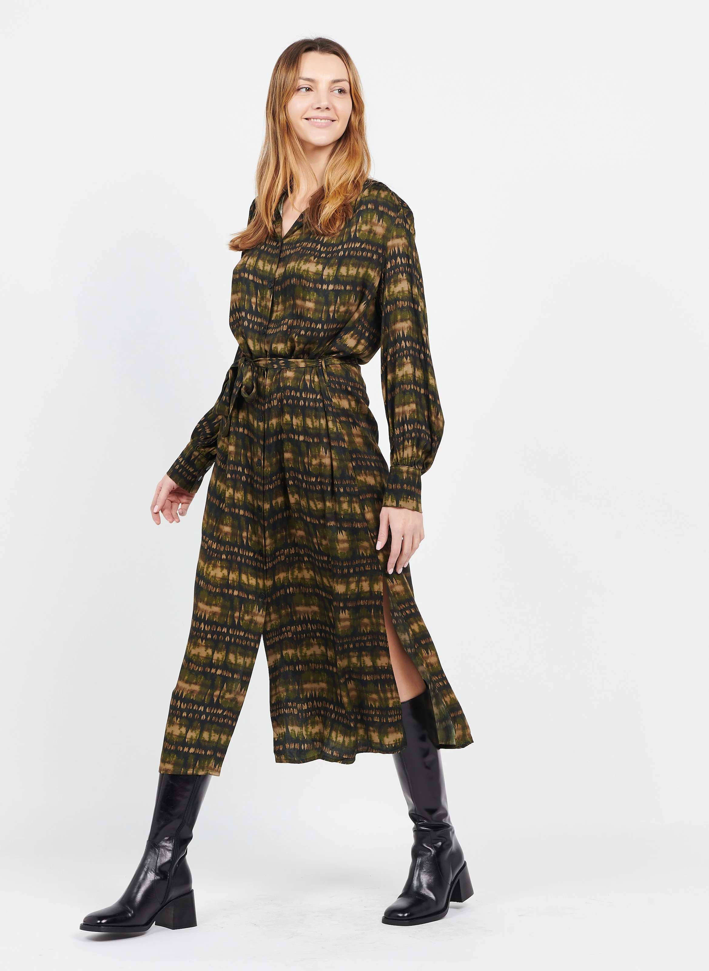 Robe longue avec imprimé| Noir
