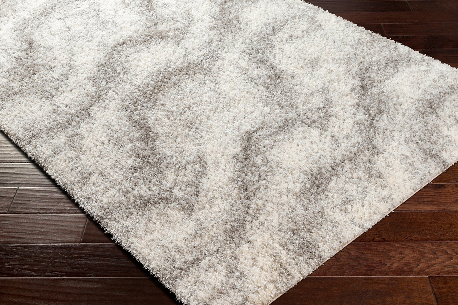 Modern hoogpolig shaggy vloerkleed, ivoor/grijs, 160x213 cm, MARINA