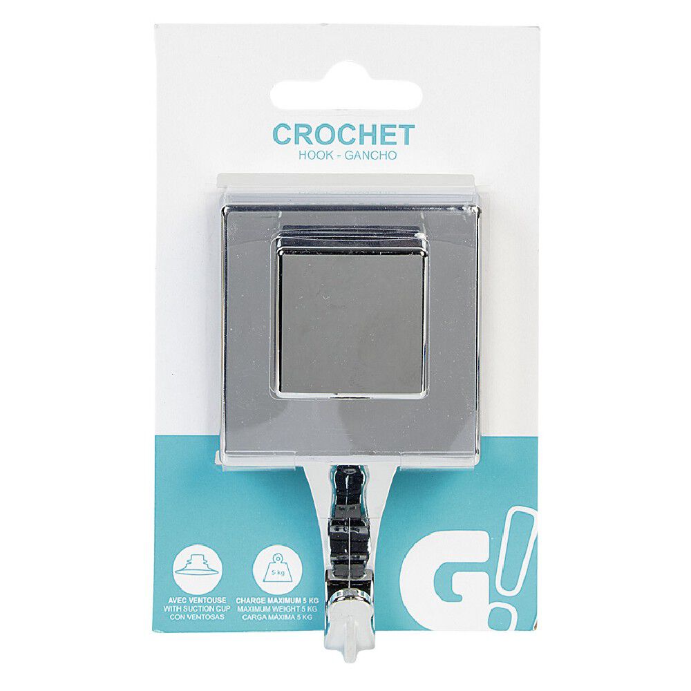 Patère 1 crochet à ventouse gris
