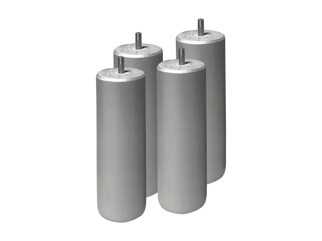 ELEA - Jeu de 4 pieds 20 cm gris argent pour sommier tapissier