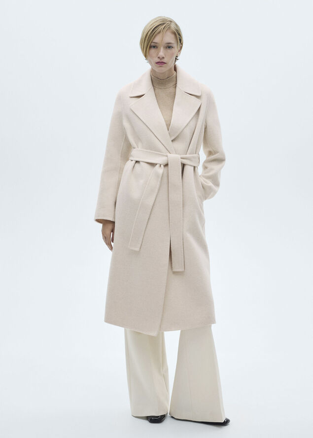 MANGO Belt handmade coat Light beige