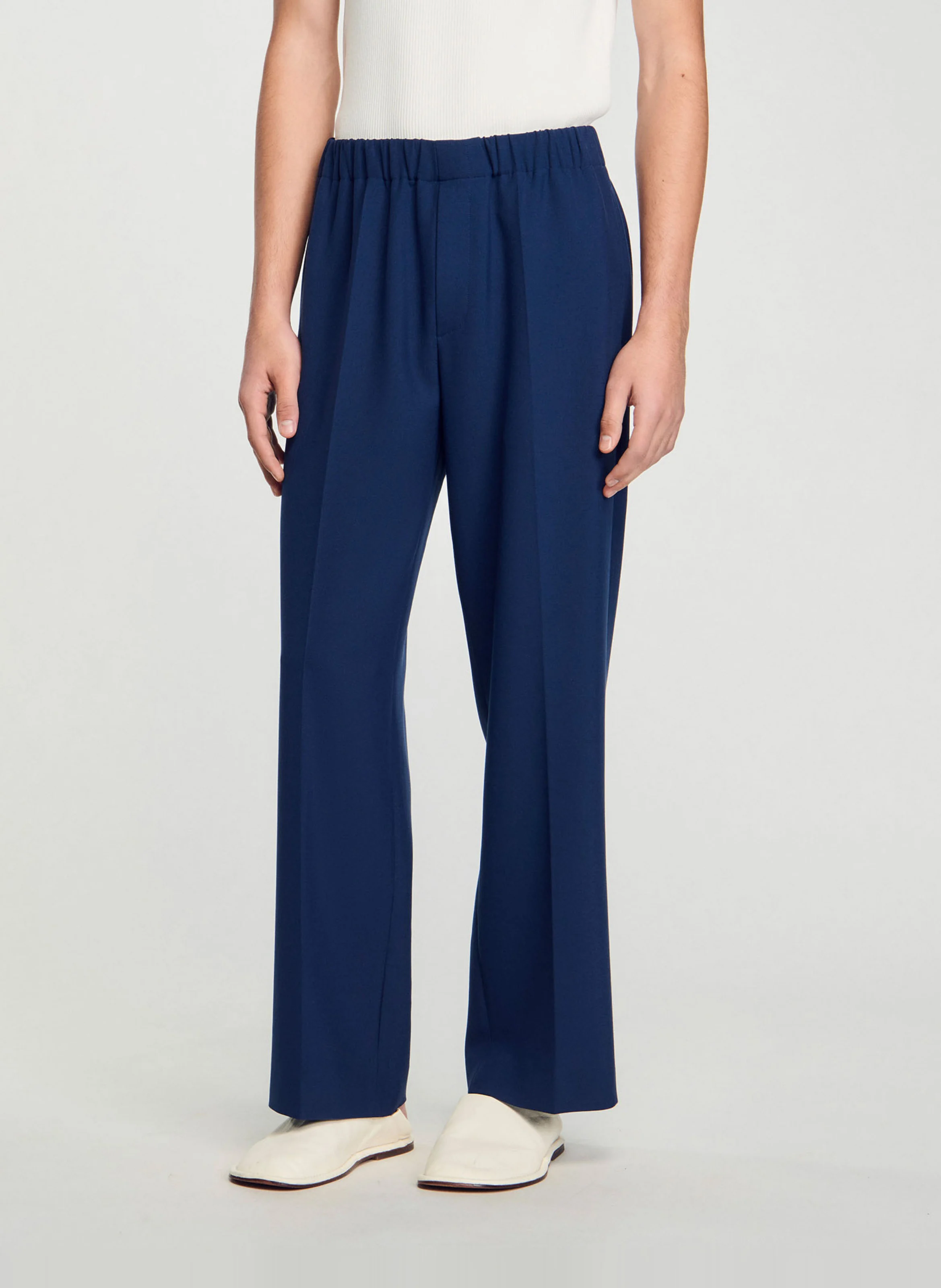Pantalon large en jersey | Bleu