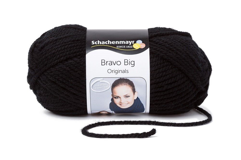 Handstrickgarn BRAVO BIG - schwarz - 200g