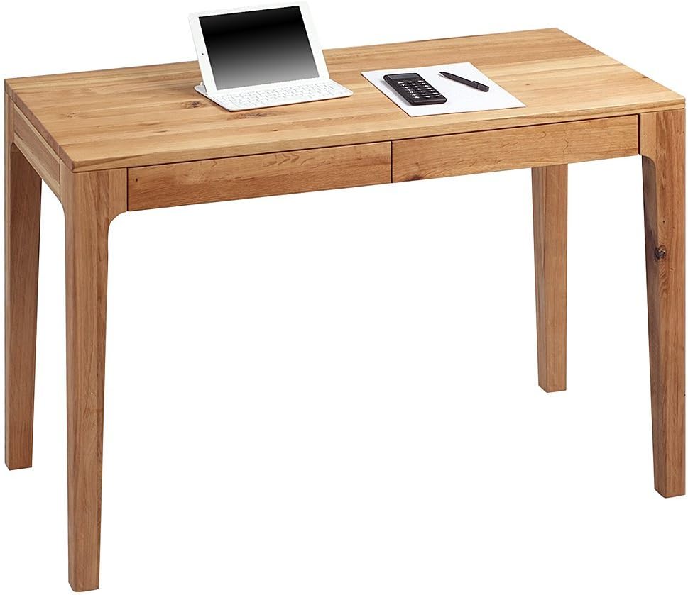 M2 Kollektion Kona – Hochwertiger Schreibtisch/Sekretär, 110x55x76 cm | Massivholz Wildeiche, geölt | 2 Schubladen mit Soft-Close | Ergonomisch, stabil & vielseitig | Pflegeleicht