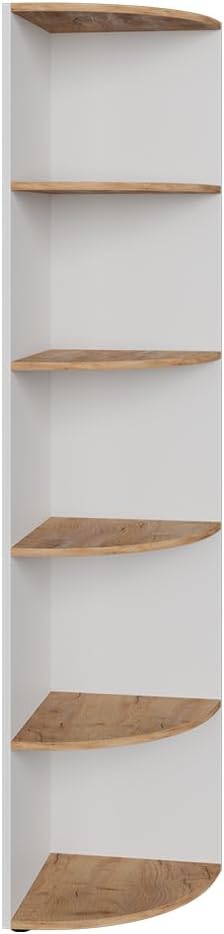 Vicco Eckregal Ecki, stehendes Bücherregal, Weiß/Goldkraft Eiche, 40 x 180.6 cm