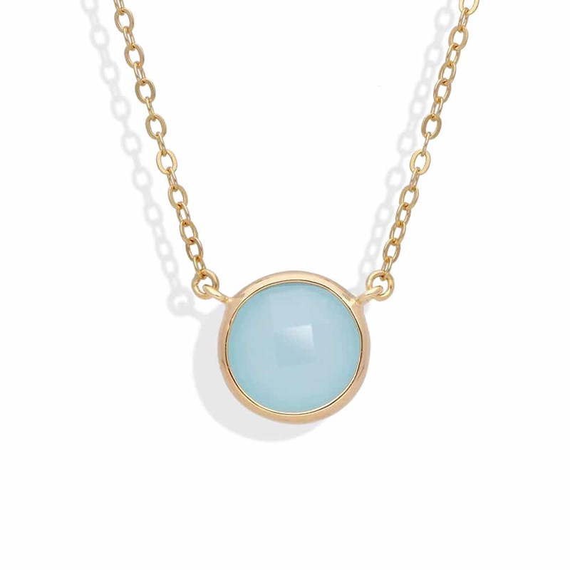 Collier Argent Doré Valentine Cristal Vert Eau