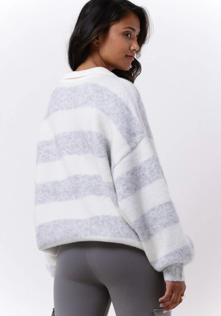 10DAYS ecru 10days trui striped polo sweater knit
