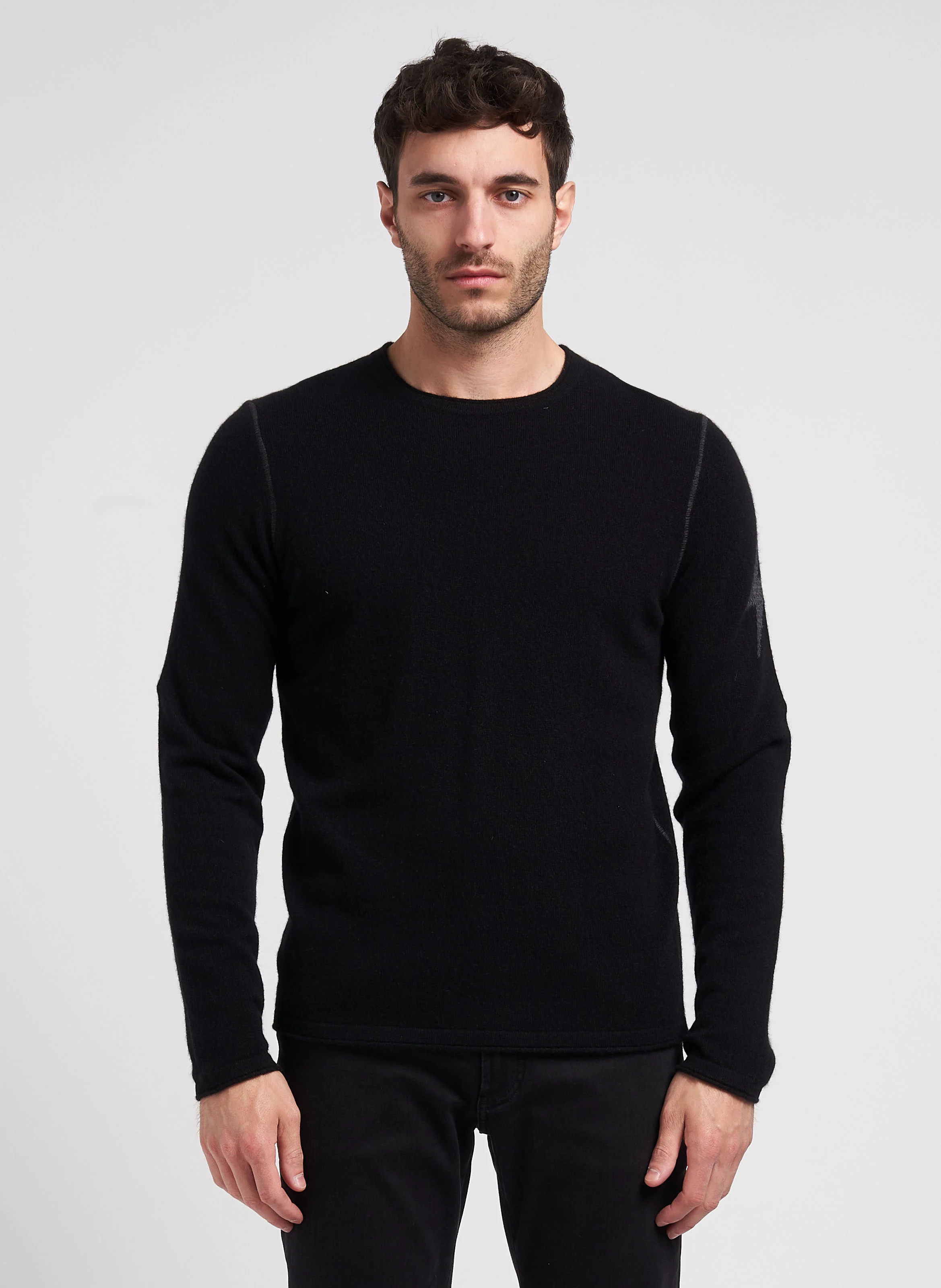 Pull col rond en cachemire| Noir