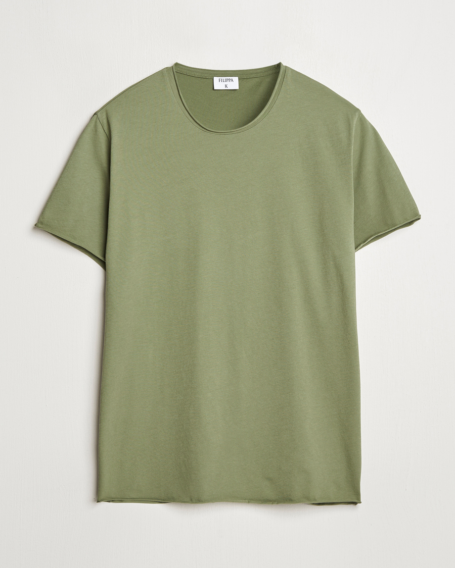Filippa K Roll Neck Crew Neck T-Shirt Faded Green